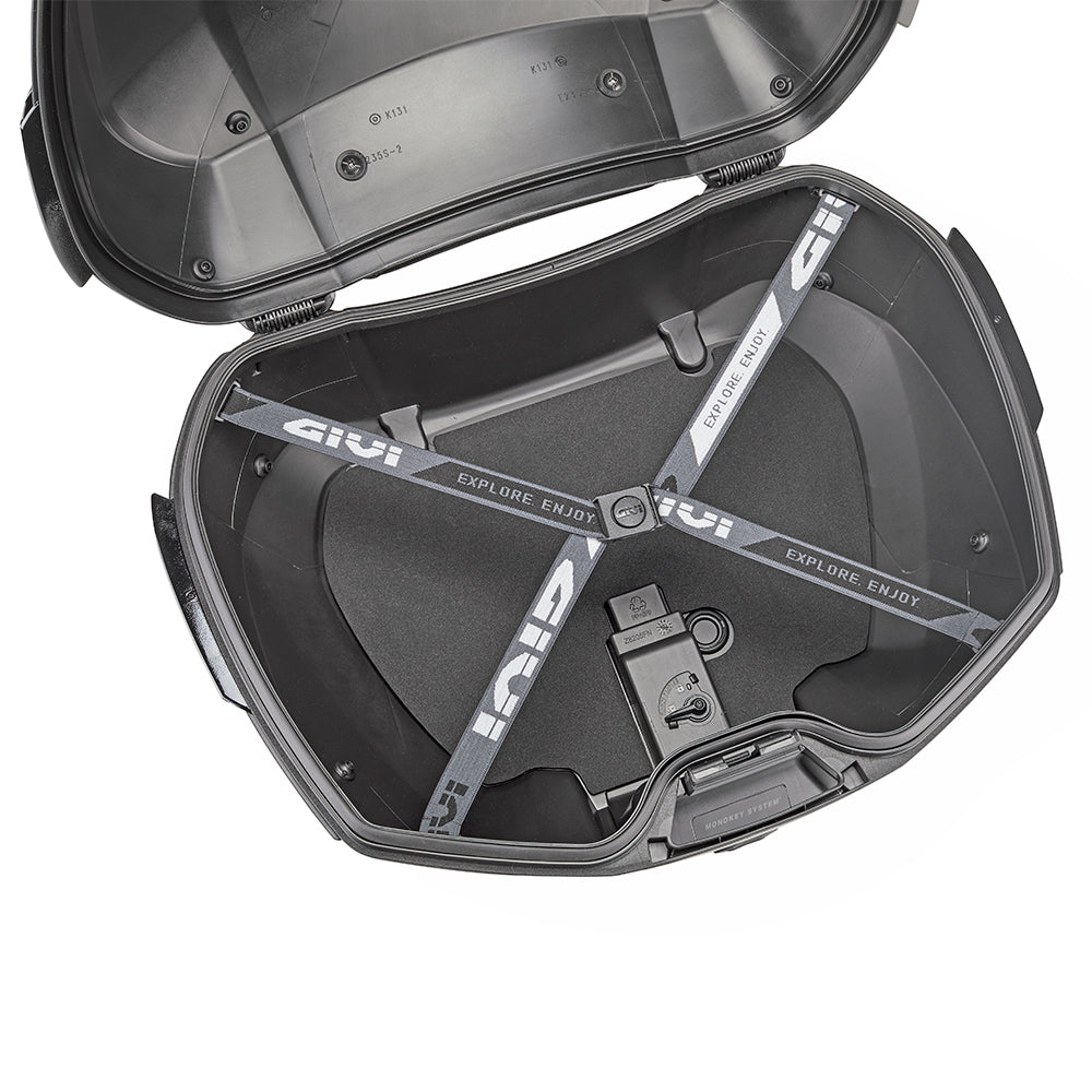 Coffre Moto GIVI V49 Air - Design Wingflow 4 Ailettes, Système Monokey - Noir, Grand Volume, Sécurité Renforcée, Réduction Vibrations & Bruit - 3